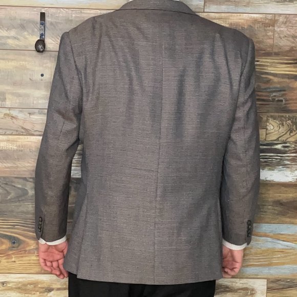 Pronto Uomo Platinum Wool Blend Gray Geometric Dual Vent Blazer Sport Jacket 50L - Picture 3 of 11